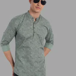 Majestic Man Mandarin Collar Cotton Thread Work Kurta-image-86