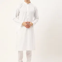 RAJUBHAI HARGOVINDAS Men White Embroidered Chikankari Kurta-image-87