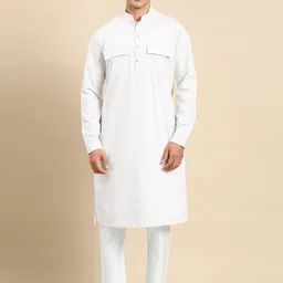 TheEthnic.Co Mandarin Collar Long Sleeves Pathani Kurta-image-95