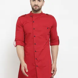 Purple State Men Maroon Pure Cotton Kurta-picture-33