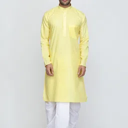 ROYAL KURTA Men Yellow Thread Work Kurta-17