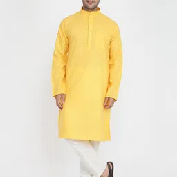 ROYAL KURTA Men Yellow Cotton  Kurta-35