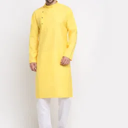 KRAFT INDIA Men Yellow Solid Kurta-36