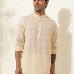 Fabindia Mandarin Collar Long Sleeves Cotton Short Kurta-image-46
