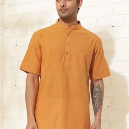 Fabindia Mandarin Collar Cotton Short Sleeves Kurta-image-3