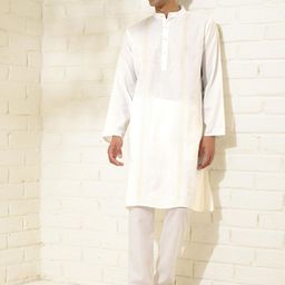 Fabindia Striped Mandarin Collar Thread Work Pure Cotton Straight Kurta-picture-21