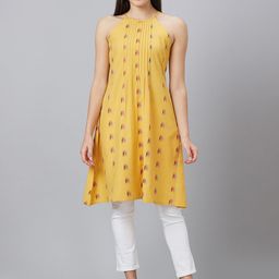 Globus Geometric Printed Halter Neck Pure Cotton Kurta-48