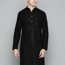Jompers Men Embroidered Sequined Pure Cotton Kurta-picture-49