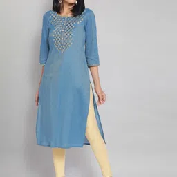 AURELIA Women Blue Ethnic Motifs Yoke Design Kurta-picture-56