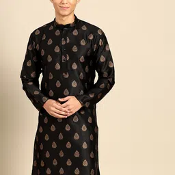 MANQ Woven Design Mandarin Collar Long Sleeve Straight Kurta-image-84