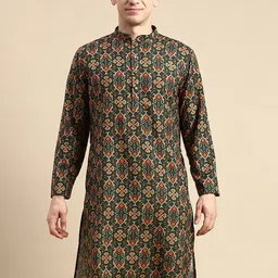 Amodh by Kisah  Ethnic Printed Mandarin Collar Regular Kurta-picture-31