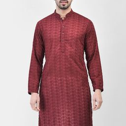 SG LEMAN Geometric woven design Mandarin Collar Long Sleeves Thread Work Cotton Kurta-image-33