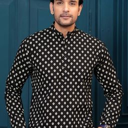 Hatheli Floral Printed Mandarin Collar Pure Cotton Straight Kurta-image-67