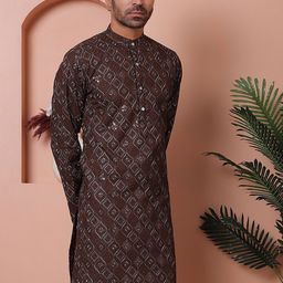 Jompers Men Geometric Thread Work Kurta-picture-44