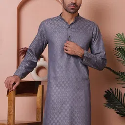 Jompers Men Geometric Thread Work Kurta-picture-25
