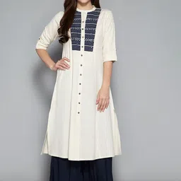 Pistaa Women Off White Embroidered Kurta-image-48