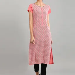 AURELIA Women Peach-Coloured Floral Printed Kurta-image-27