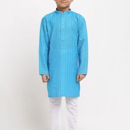 KRAFT INDIA Boys Turquoise Blue Woven Design Kurta-picture-47