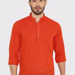 Maharaja Mandarin Collar Cotton Short Kurta-image-102