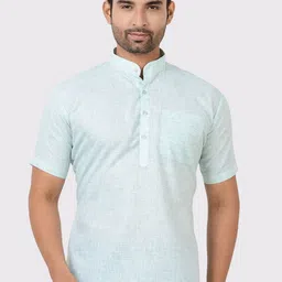 Maharaja Mandarin Collar Short Sleeves Pure Cotton Kurta-image-22