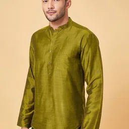 indus route by Pantaloons Roll Up Sleeves Mandarin Collar Straight Kurta-picture-46