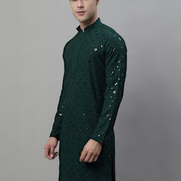 Jompers Mandarin Collar Ethnic Motifs Embroidered Chikankari Kurta-picture-54