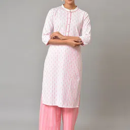 Aurelia Women Pink Floral Print Cotton Straight Kurta-picture-31