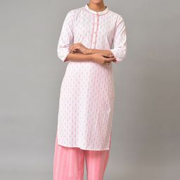 AURELIA Plus Size Ethnic Motifs Printed Band Collar Straight Kurta-9