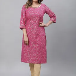 AURELIA Ethnic Motifs Printed Keyhole Neck Sequinned Kurta-79