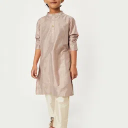 max Boys Geometric Embroidered Mandarin Collar Straight Kurta-56