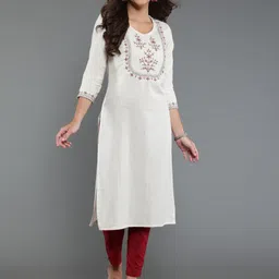 antaran Floral Yoke Design Embroidered Mirror Work Kurta-picture-1