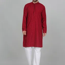 KRAFT INDIA Men Geometric Flared Sleeves Mirror Work Kurta-image-9