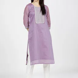 Vishudh Women Mauve Ethnic Motifs Yoke Design Kurta-picture-40