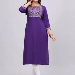 NEW4U Sequins Embroidered Solid Straight Kurta-picture-27