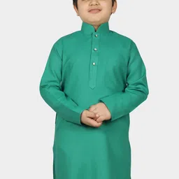 SG YUVRAJ Boys Sea Green Raw Silk Raw Silk Kurta-image-31