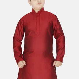 SG YUVRAJ Boys Ethnic Motifs Embroidered Thread Work Jacquard Raw Silk Kurta-13