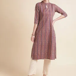 NAINVISH Striped Printed Keyhole Neck Straight Kurta-picture-51