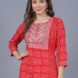 SARAI CREATIONS Zari and Thread Emboridered Sequence Work Bandhani Printed Straight Kurta image 3