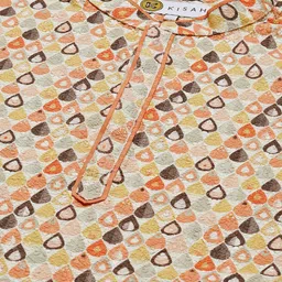 KISAH Men Multicoloured Printed Mirror Work Kurta image 3