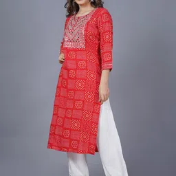 SARAI CREATIONS Zari and Thread Emboridered Sequence Work Bandhani Printed Straight Kurta image 4