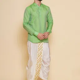 Sethukrishna Self Design Mandarin Collar Thread Work Kurta image 3