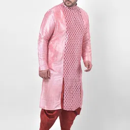 DEYANN PLUS Plus Size Men Peach-Coloured Geometric Printed Kurta image 5