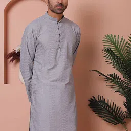 Jompers Men Geometric Mirror Work Kurta image 4