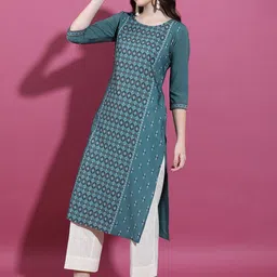 Vishudh Geometric Printed Thread Work Kurta image 4