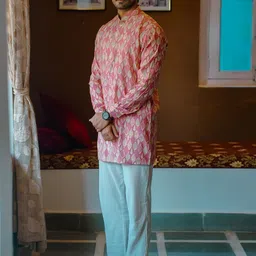 Be Desi Men Ethnic Motifs Printed Thread Work Kurta image 5