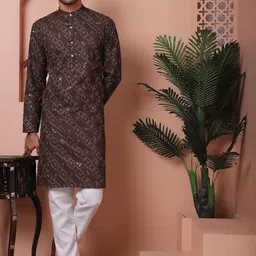 Jompers Men Geometric Thread Work Kurta image 2