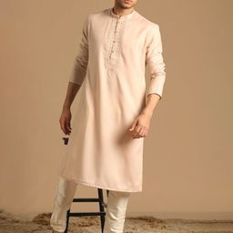 Manyavar Embroidered Yoke Design Regular Kurta with Pyjama-image-7