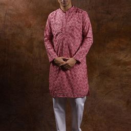 Exotic India Ethnic Motifs Embroidered Straight Kurta With Pyjama-image-87