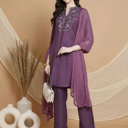 Nayam By Lakshita Women Floral Embroidered Regular Mirror Work Kurta with Trousers & With Dupatta-38