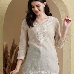 ADA Ethnic Motifs Embroidered Thread Work Thread Work Kurti-50